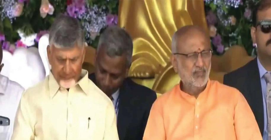 VP Radhakrishnan, CM Naidu attend celebrations in Andhra's Puttaparthi