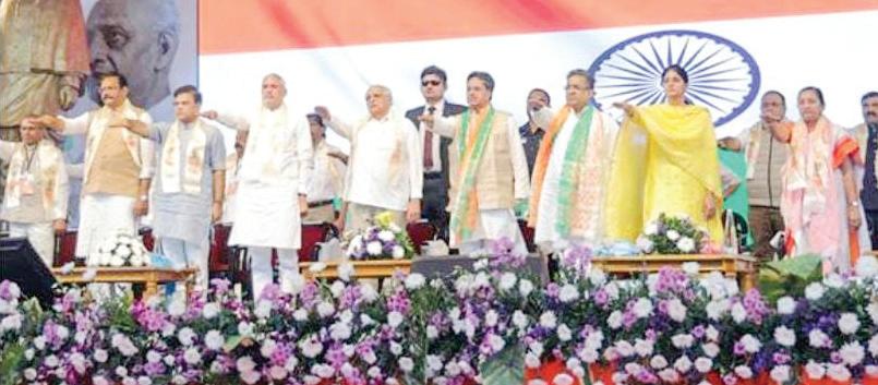 Gujarat CM flags off historic ceremony for Sardar@150 Unity March