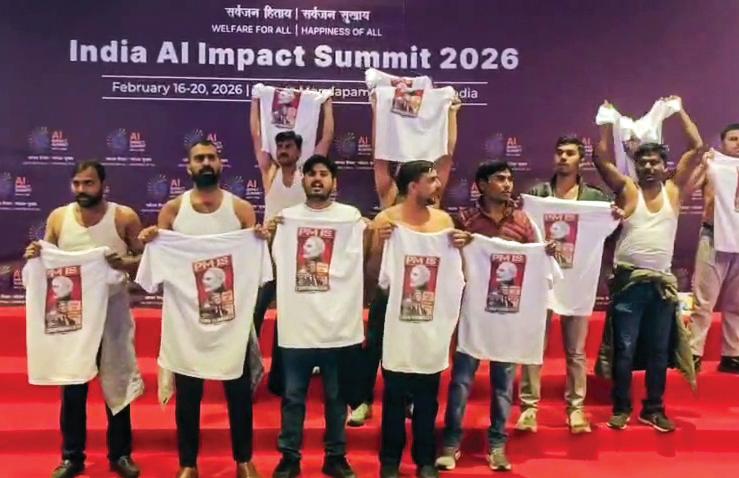 Youth Congress 'shirtless' protest disrupts India AI Summit 2026
