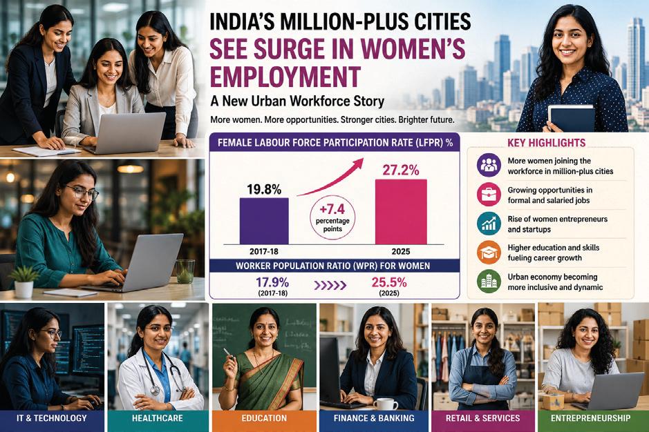 India Million-Plus Cities See Surge in Women's Employment: A New Urban  Workforce Story | The Daily Guardian - newspaper - Read this story on  Magzter.com