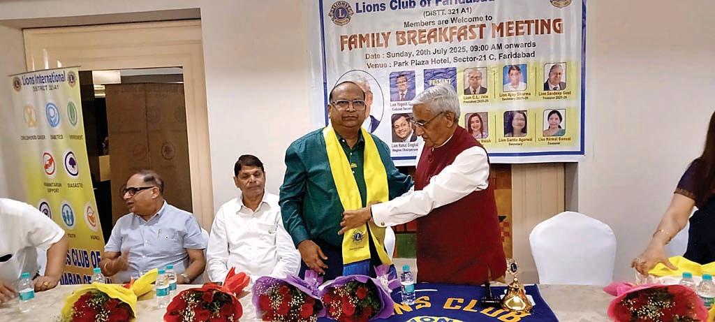 समाजसेवी सीएल जैन लायंस क्लब ऑफ फरीदाबाद सेंट्रल के चुने गए प्रधान, जोरदार हुआ स्वागत