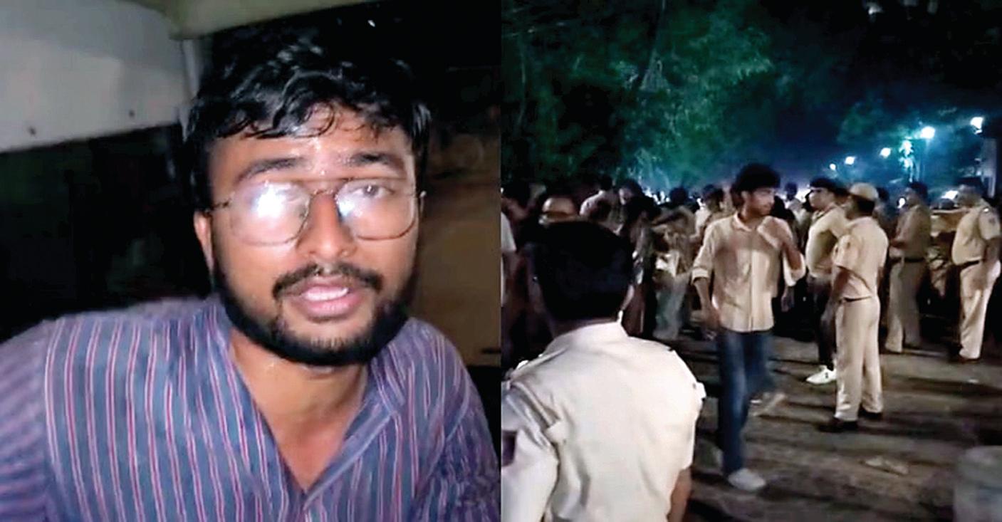 वेस्ट गेट पर छात्रों का प्रदर्शन, पुलिस बैरिकेड तोड़ने पर 28 छात्र हिरासत में