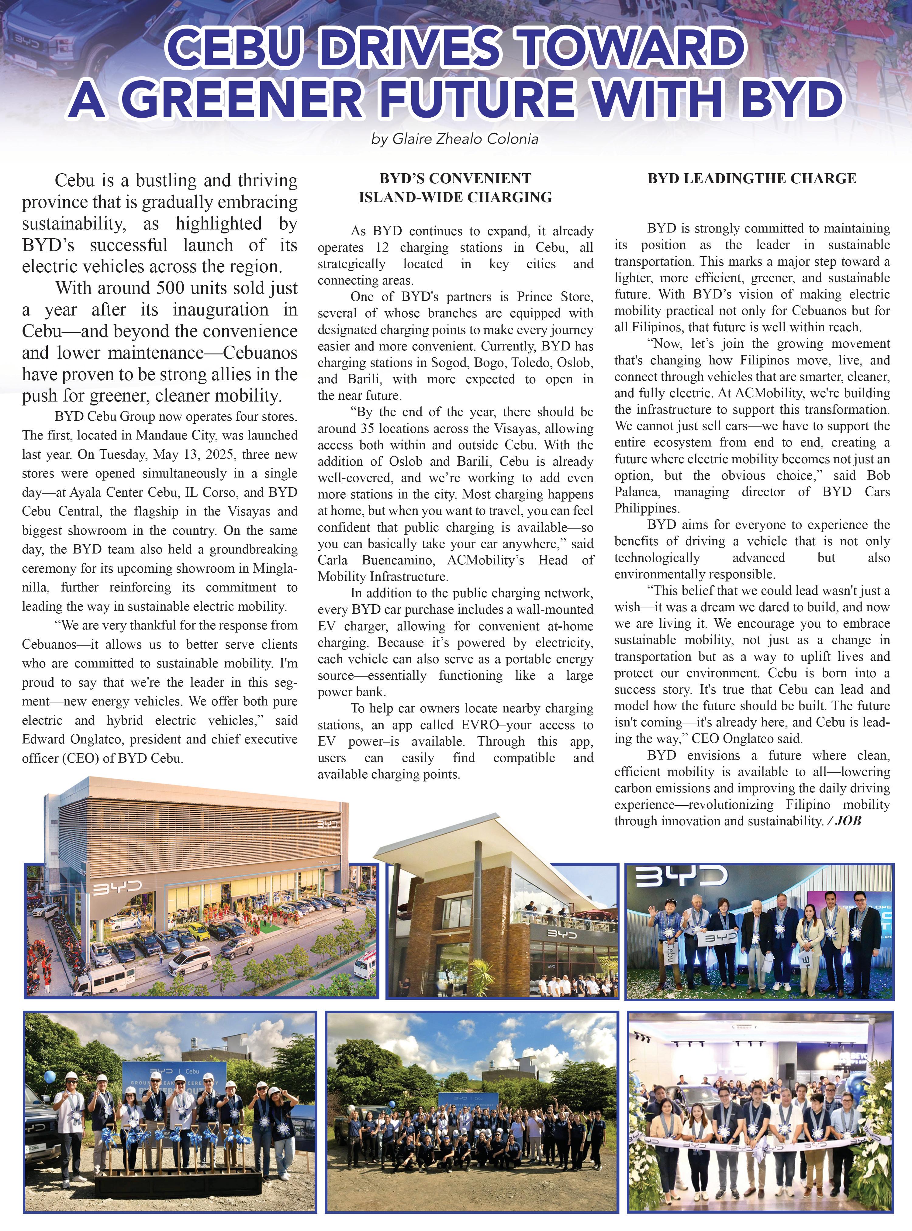 CEBU DRIVES TOWARD A GREENER FUTURE WITH BYD