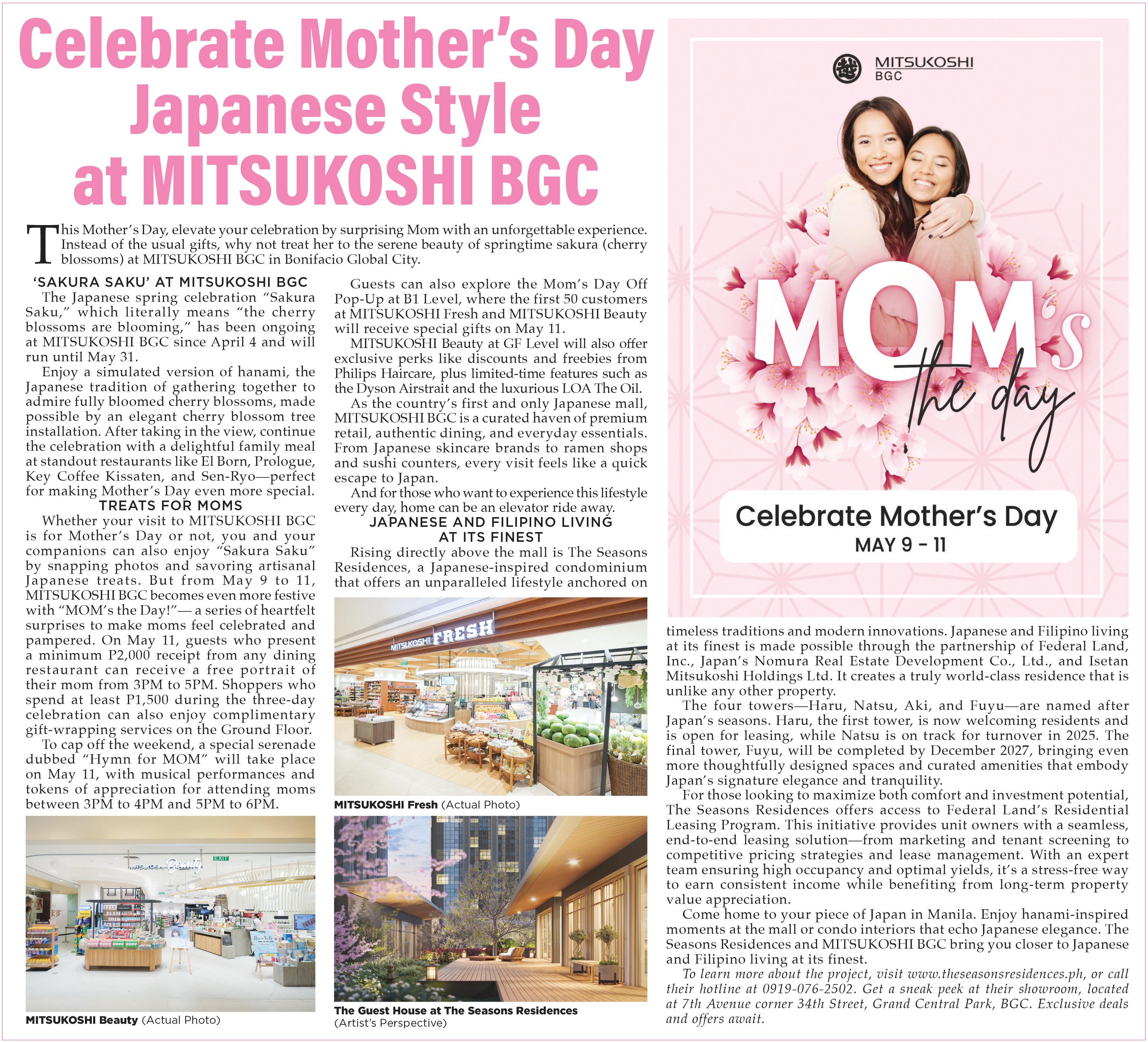 Celebrate Mother's Day Japanese Style at MITSUKOSHI BGC