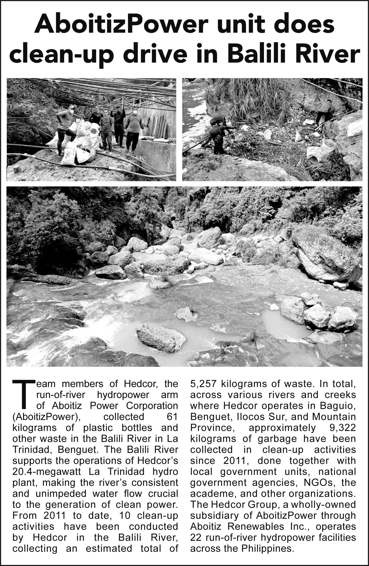 AboitizPower Unit Does Clean-Up Drive in Balili River