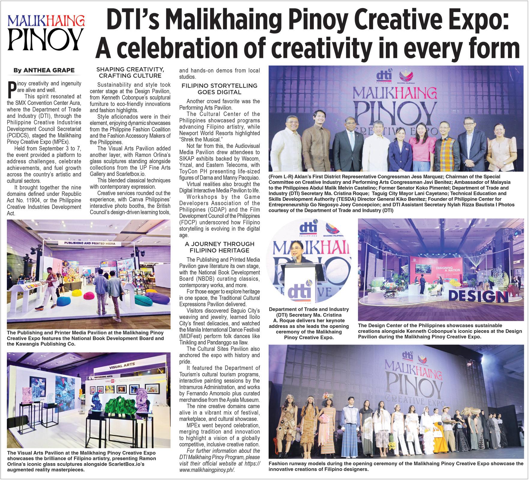 DTI's Malikhaing Pinoy Creative Expo: A celebration of creativity in every form