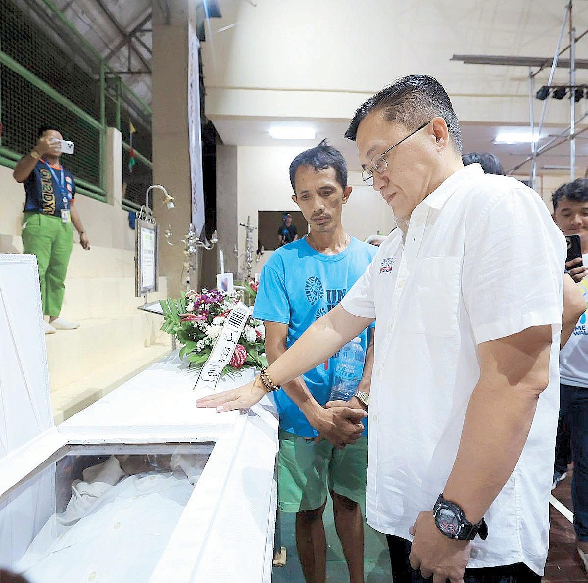 Bong Go attends mass wake, helps Cebu typhoon victims