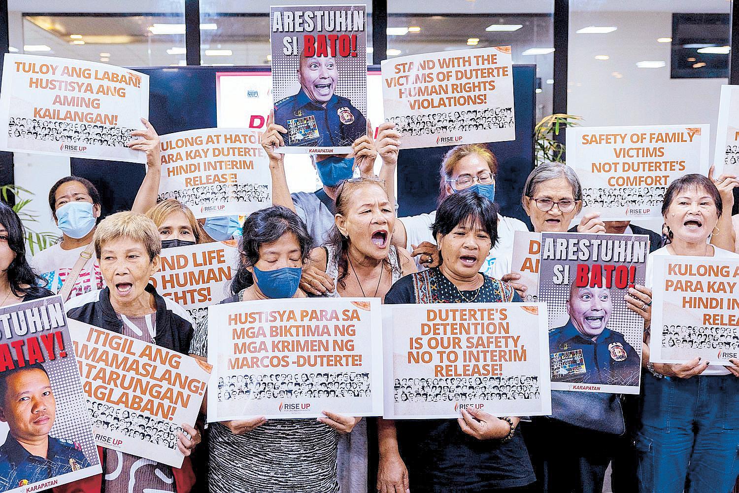 Kin of drug war victims rejoice: Duterte's detention is our safety