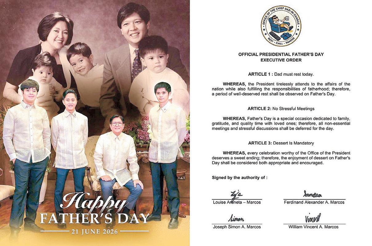 FL issues mock EO, orders dad BBM to rest