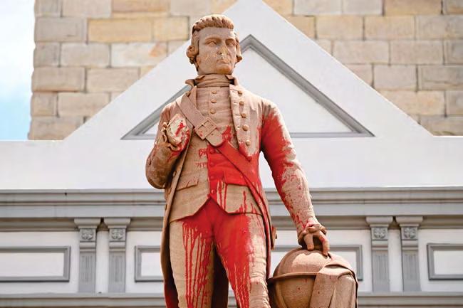 Vandals daub Captain Cook statue before celebrations