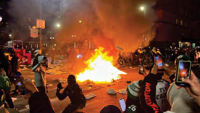 Super Bowl fans start fires on streets of Philadelphia