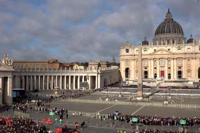 Crowds file into the Vatican on day before Pope's funeral