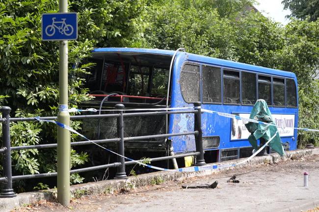 Five people in hospital after school bus falls into river