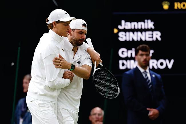 Dimitrov distraught as he retires leading Sinner 2-0