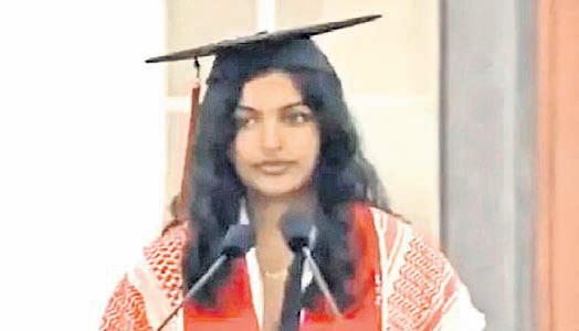 PRO-PALESTINIAN SPEECH Indian-American student barred from graduation