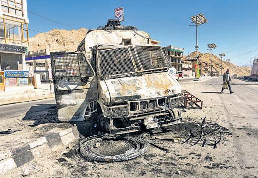 Uneasy calm, heavy police deployment in Leh; 50 held