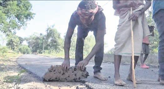Road surface peels off days after blacktopping