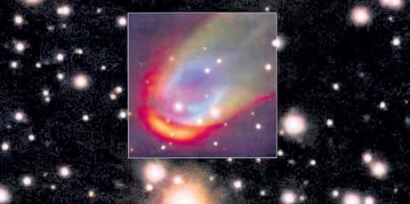 Dwarf star creates colourful shockwave