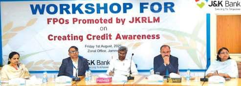 J&K Bank Organises Credit Awareness Workshop For FPOs In Jammu