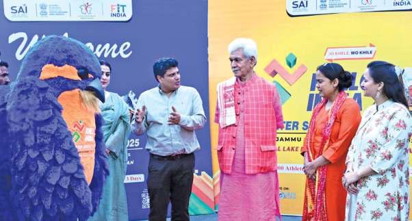 LG Sinha Meets Khelo India Water Sports Festival Mascot