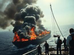 British Military Says Ship Ablaze after Yemeni Attack