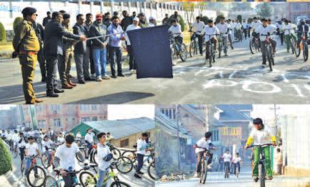 Bandipora SSP, ADC Flag Off Cycle Race To Commemorate 150 Years Of 'Vande Mataram'