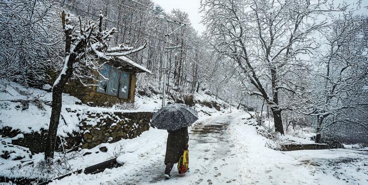 Fresh Snow Throws Life Out Of Gear Across Kashmir
