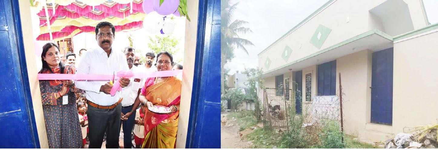 மேலத்திக்கான் எம்ஜிஆர் நகரில் பழங்குடியினரின் குழந்தைகள் பயன்பெறும் வகையில் புதிய அங்கன்வாடி மையம் மாவட்ட ஆட்சியர் க.தர்ப்பகராஜ் திறந்து வைத்தார்