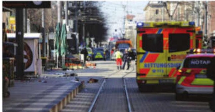 Driver rams a car into crowd in Germany's Mannheim, leaving 2 dead and others injured