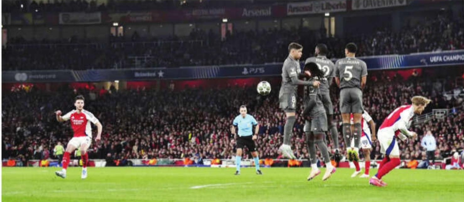 Arsenal Ride Rice Free-Kicks To Blank Madrid In First Leg