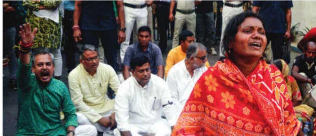 Murshidabad violence: Sukanta leads protest outside Bhabani Bhavan