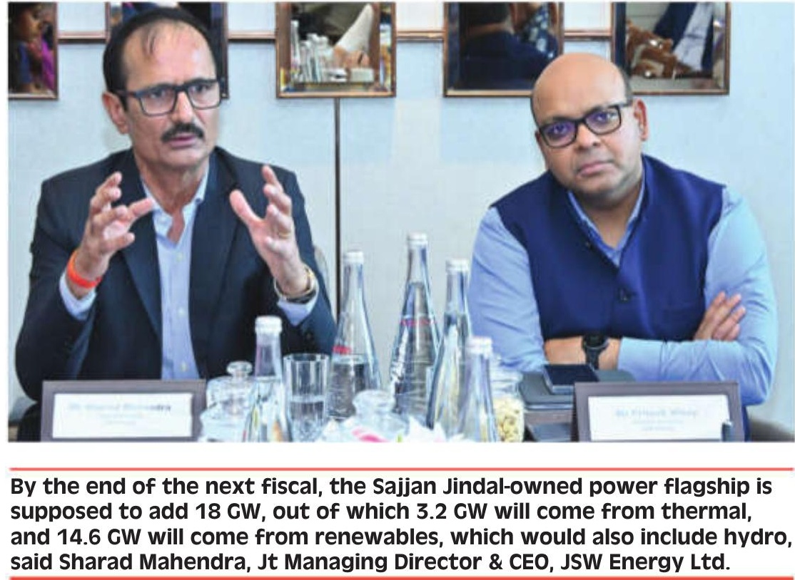 JSW Energy to upwardly revise its Capex from Rs 1.15 lakh crore, to come up with Strategy 3.0 focussing on clean energy
