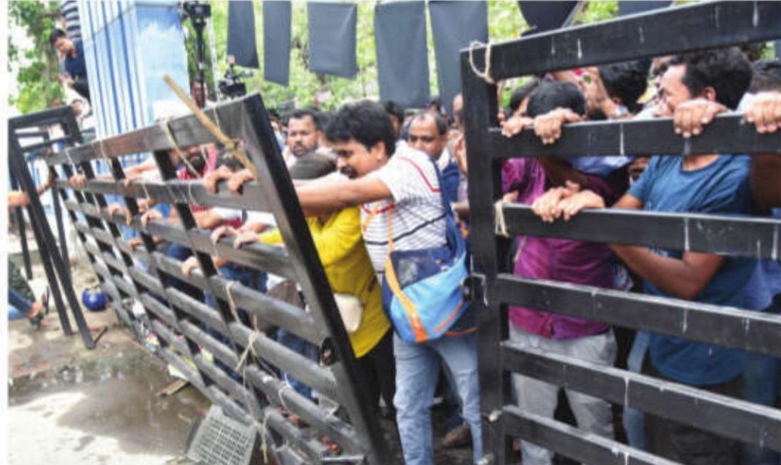 Tension at Bikash Bhawan After Job Losers Forcefully Enter Complex