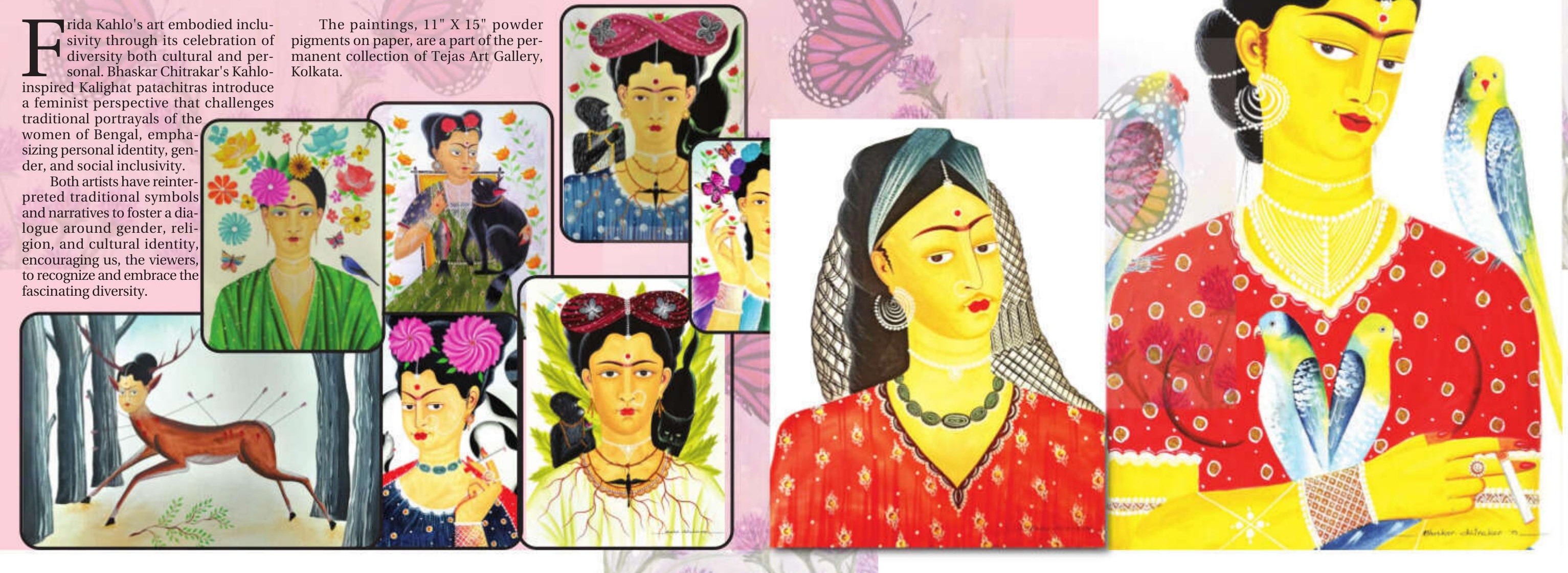 Kahlo-inspired Kalighat patachitra