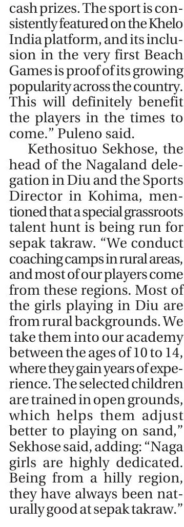 Khelo India Beach Games: A blessing for Nagaland's sepak takraw girls
