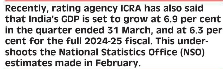 SBI Research Projects India's GDP to Grow at 6.3 pc for FY25