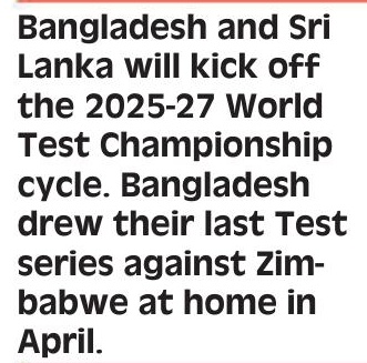 BCB Announces 16-Member Test Squad for Two-Match Series Against Sri Lanka