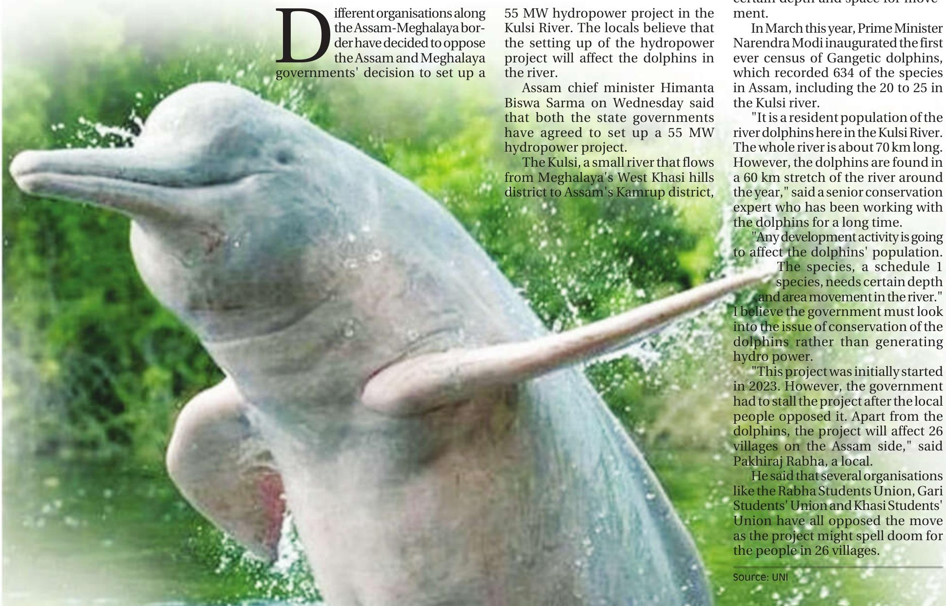 Assam Villagers Oppose Hydropower Plants to Save Dolphin Population