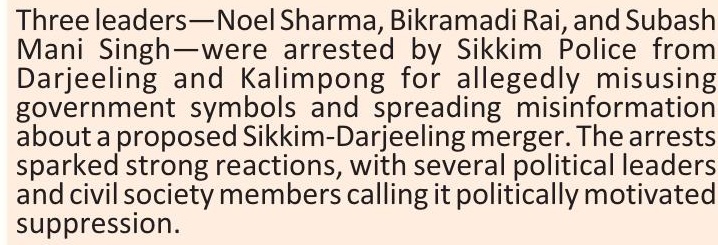 Sikkim Police Arrest Three Over Merger Talk; Political Storm Brews in Darjeeling Hills