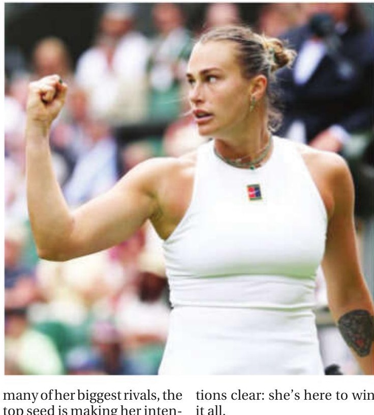 Wimbledon: Sabalenka holds firm to reach third round