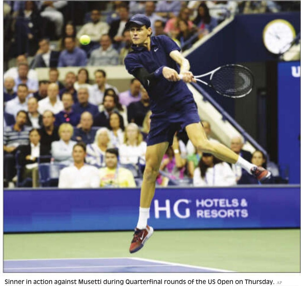 US Open: Jannik Sinner reaches semifinals with win over Musetti