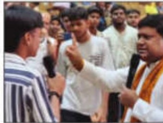 Students pose awkward questions to central minister