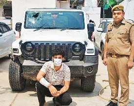 हार्न बजाने का विरोध करने पर थार से सहकारी समिति के चेयरमैन को कुचलने का किया प्रयास