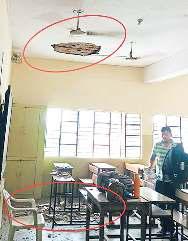 केंद्रीय विद्यालय की छत का प्लास्टर गिरने से छात्र चोटिल, तीन दिन दबाए रहे मामला