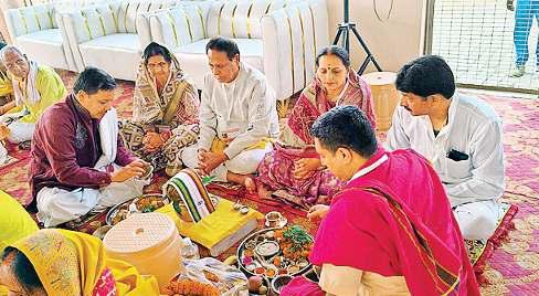 रामभद्र वेदी पर पंचांग पूजन, अरणी मंथन से अग्नि प्रज्वलित