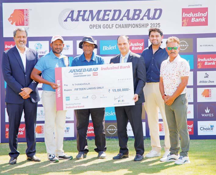 N THANGARAJA COASTS TO GRAND FIVE-SHOT WIN AFTER CLINICAL FINAL ROUND PERFORMANCE AT AHMEDABAD OPEN 2025 PRESENTED BY INDUSIND BANK