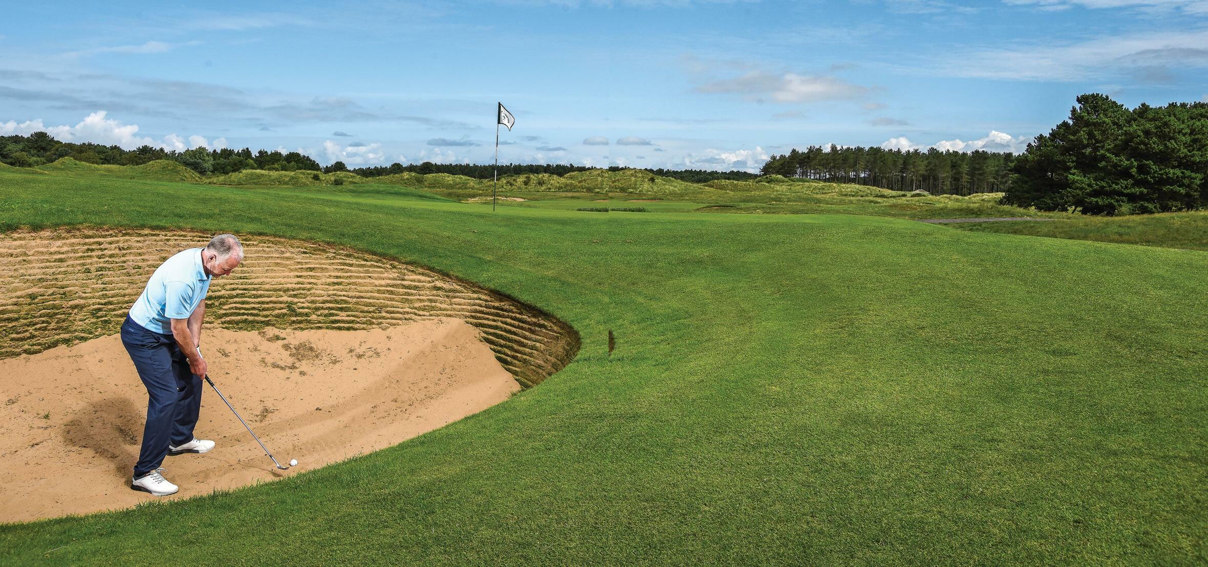 SHORT BUNKER SHOT TO A TIGHT PIN