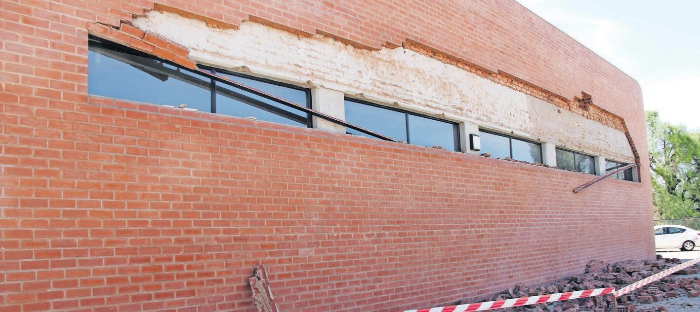 Bricks come crashing down at library depot
