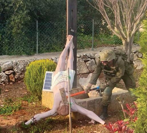 Israeli soldier vandalises statue of Jesus