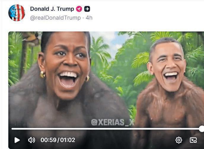Trump posts election conspiracy video with Obamas depicted as monkeys